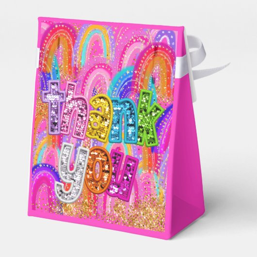 Kids 4th Birthday Rainbow Glitter Favor Boxes Bedankdoosjes (Achterkant)