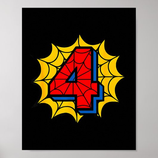 Kids 4th Birthday Sder Theme Party 4 Year Old Boys Poster (Voorkant)