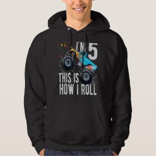 Kids 5 Year Old 5th Birthday Boy Monster Truck Car Hoodie