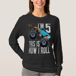 Kids 5 Year Old 5th Birthday Boy Monster Truck Car T-shirt