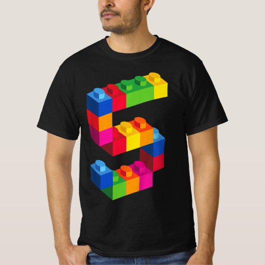 Kids 5 Year Old Building Blocks Birthday Bricks 5 T-shirt (Voorkant)