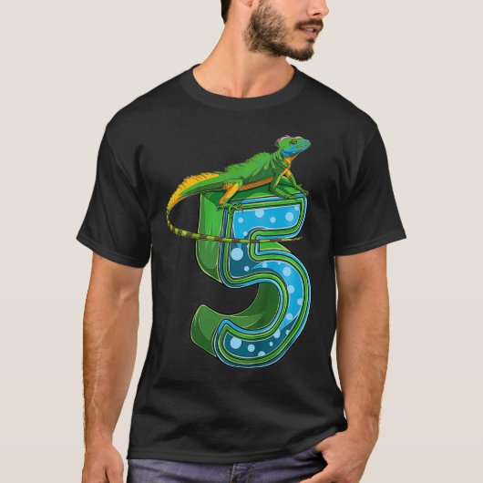 Kids 5 Year Old Lizard Reptile 5th Birthday Party  T-shirt (Voorkant)