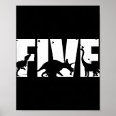 Kids 5 Years Old Birthday Boy Dinosaur T Rex Gift, Poster (Voorkant)