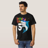 Kids 5th Birthday Boy Shark Jaw-Some Five Boys T-shirt (Voorkant volledig)
