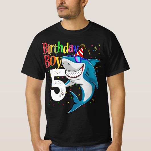 Kids 5th Birthday Boy Shark Jaw-Some Five Boys T-shirt (Voorkant)
