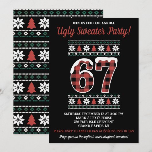 Kids' 67 Ugly Sweater Holiday Party Kaart (Voorkant / Achterkant)