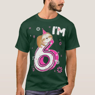 Kids 6 Year Old Sloth 6th Birthday Girl Party Anim T-shirt