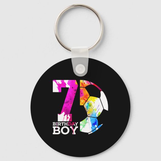 Kids 7 Birthday Boy Soccer 7th Birthday  Sleutelhanger (Voorkant)