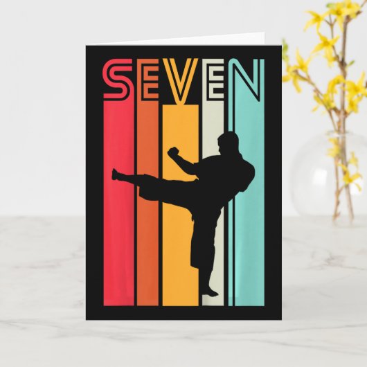Kids 7th Birthday Gift Karate Retro Taekwondo Mart Kaart (Gele Bloem)