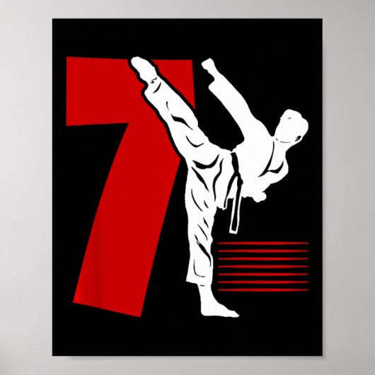 Kids 7th Birthday Karate 7 Year Old Karate Birthda Poster (Voorkant)