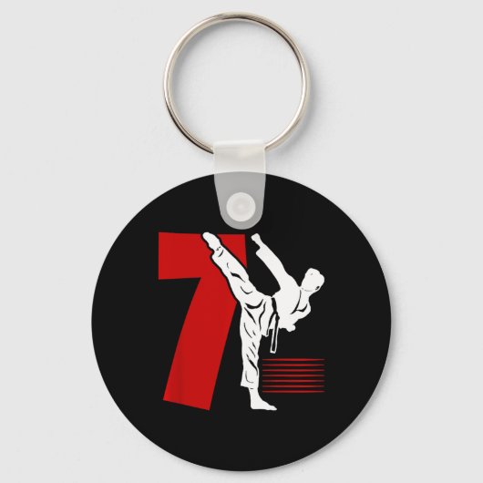 Kids 7th Birthday Karate 7 Year Old Karate Birthda Sleutelhanger (Voorkant)