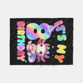 Kids 8 Year Old Bday Cute Axolotl It's My 8th Birt Fleece Deken (Voorkant (Horizontaal))