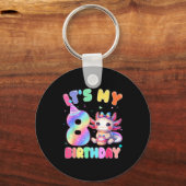 Kids 8 Year Old Bday Cute Axolotl It's My 8th Birt Sleutelhanger (Voorkant)