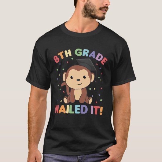 Kids 8th Grade Nailed It Monkey Graduation T-shirt (Voorkant)