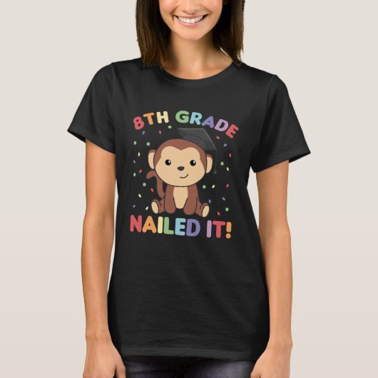 Kids 8th Grade Nailed It Monkey Graduation T-shirt (Voorkant)