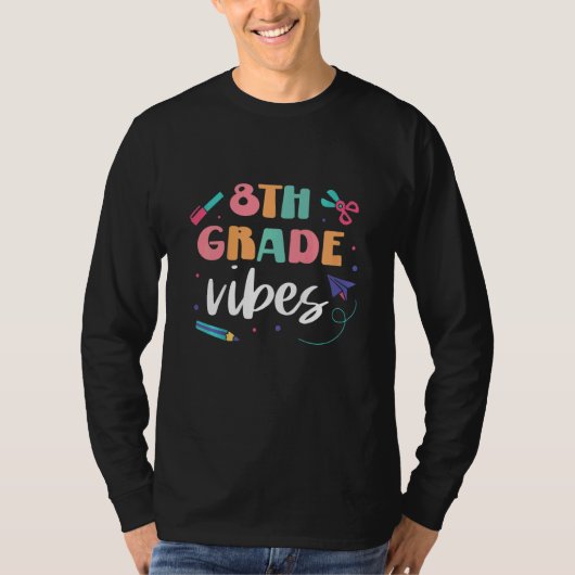 Kids 8th Grade Vibes Student Teacher Back To Schoo T-shirt (Voorkant)