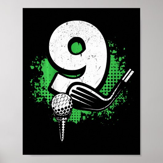 Kids 9th Birthday Boy Golf Player Golf 9 Years Old Poster (Voorkant)