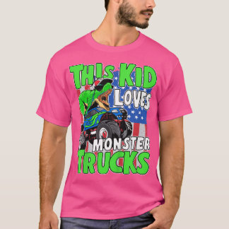 Kids American Flag Dinosaur Toddler This Kid Loves T-shirt