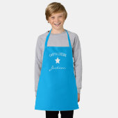 kids apron blue - baking apron for kids schort (Gedragen)