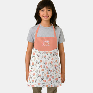 Kids Apron Red Poppies + Name Schort