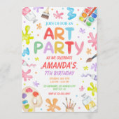 Kids Art Party Birthday Invitation Colorful Paint Kaart (Voorkant)
