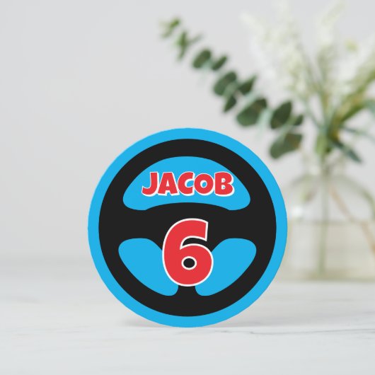 Kid's auto racing theme Birthday party invitations Kaart (Staand voorkant)