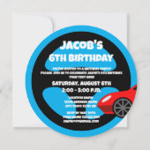 Kid's auto racing theme Birthday party invitations Kaart (Achterkant)