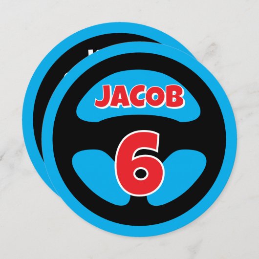 Kid's auto racing theme Birthday party invitations Kaart (Voorkant / Achterkant)