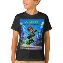 Kids Avonturen op een Alien Skateboard Grafische T