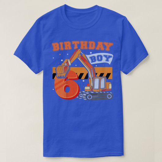 Kids B-Day Boy 6 Years Old Digger Builder Construc T-shirt (Design voorkant)