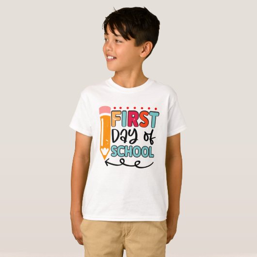 Kids Back to School Shirt with Cute Pencil Art (Voorkant volledig)