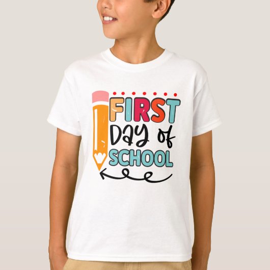 Kids Back to School Shirt with Cute Pencil Art (Voorkant)