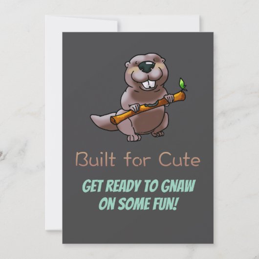 Kids Beaver Birthday Invite – Built for Cute Kaart (Voorkant)