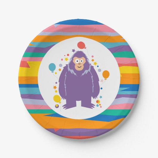 Kids Bigfoot Birthday  Papieren Bordje (Voorkant)