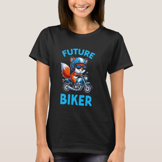 Kids Biker Motorcycle Riding Fox Boys T-shirt (Voorkant)