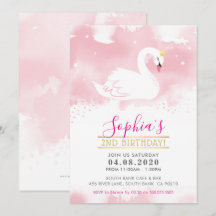 KIDS BIRTHDAY ARTIJ INVITE zwan princess gold roze