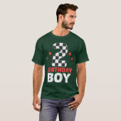 Kids Birthday Boy 2 Two Racing Flag 2nd Birthday R T-shirt (Voorkant volledig)