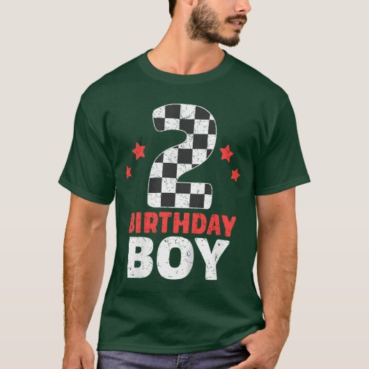 Kids Birthday Boy 2 Two Racing Flag 2nd Birthday R T-shirt (Voorkant)