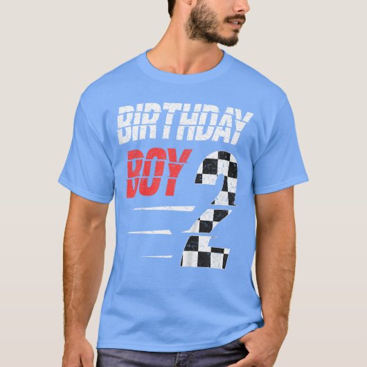 Kids Birthday Boy 2 Two Racing Flag 2nd Birthday R T-shirt (Voorkant)