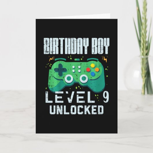 Kids Birthday Boy Level 9 Unlocked Gamer Controlle Kaart (Voorkant)