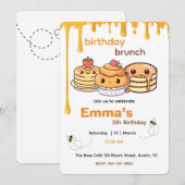 Kids Birthday Brunch Invitation | Cute Party Invit Kaart (Voorkant / Achterkant)