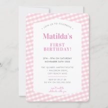 KIDS BIRTHDAY  gingham patroon roze