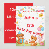Kids birthday invitation card kaart (Voorkant / Achterkant)