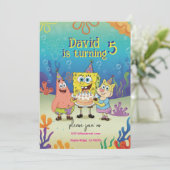 Kids Birthday Invitation cute Cartoon Sponge Theme Kaart (Staand voorkant)