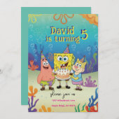 Kids Birthday Invitation cute Cartoon Sponge Theme Kaart (Voorkant / Achterkant)