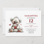 Kids Birthday Invitation Whimsical Teddy Bear Kaart (Voorkant)