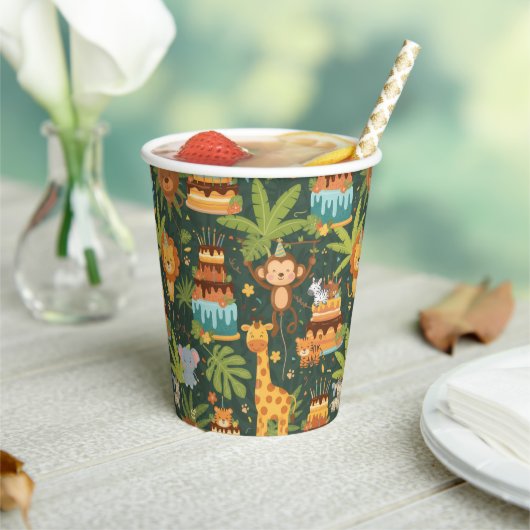 Kids Birthday Jungle Themed Paper Cups Papieren Bekers (Insitu)