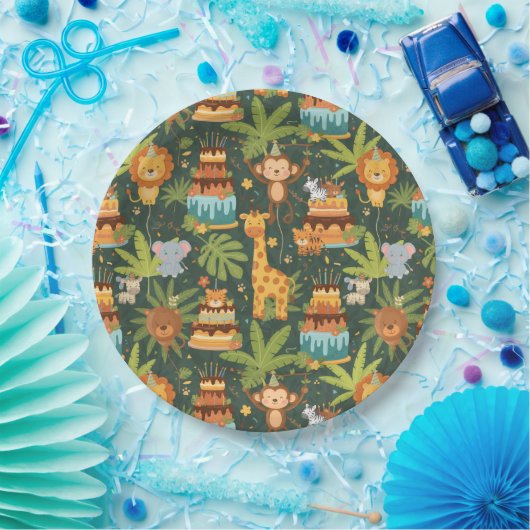 Kids Birthday Jungle Themed Paper Plates Papieren Bordje (Feest)