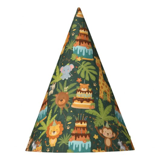 Kids Birthday Jungle Themed Party Hats Feesthoedjes (Voorkant)