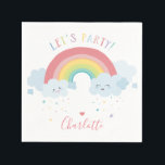 KIDS BIRTHDAY LET'S PARTY pastelkleuren regenboog Servet<br><div class="desc">door kat massard >> WWW.SIMPLYSWEETPAPERIE.COM <<<<</div>